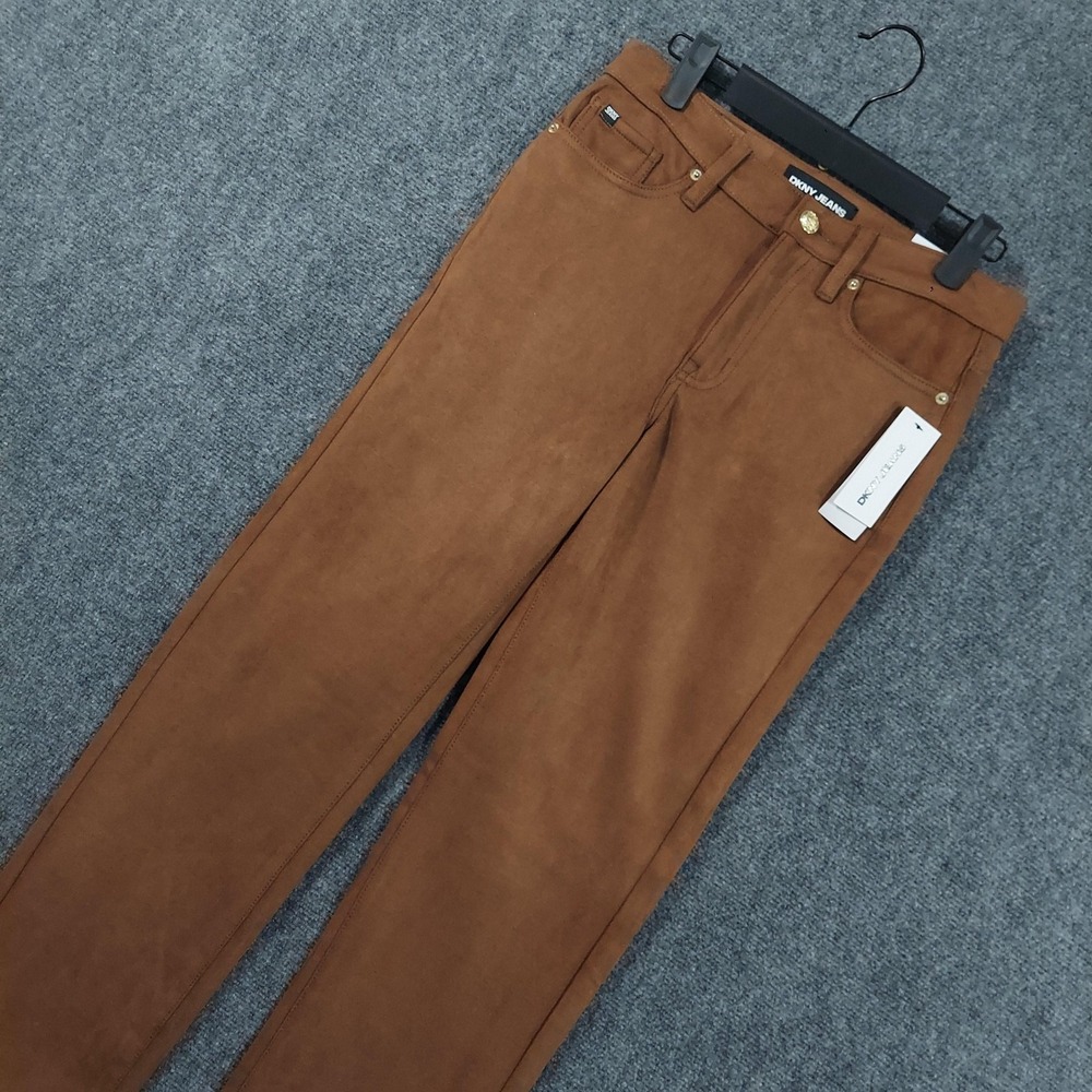 NEW DKNY JEANS Pants Womens 26 Brown Laight Mid Rise Classic Straight Stretch